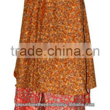 Indian Two Layer Beach Sarong Wraparound Sari Wrap Skirt