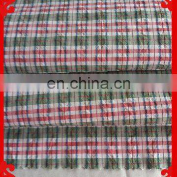 2014 fashion latest new Italy seersucker design pattern red check cotton pink fabric for men shirt