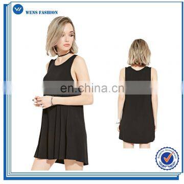 Wholesale Summer Sexy Dress Latest Casual Pleated Black Womens Dresses