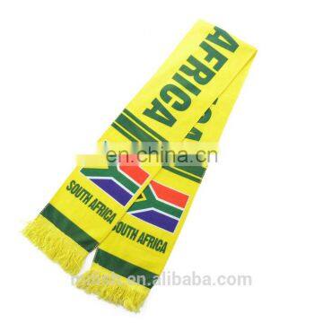 SC-0023 Acrylic soccer scarf custom print knitted jacquard South Africa football fan scarf