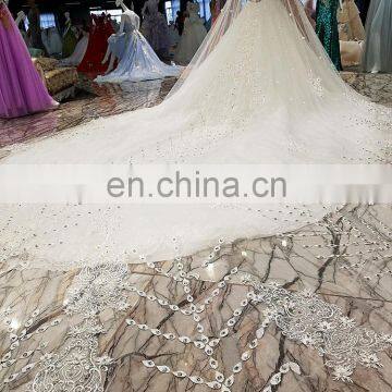 LS00218 White Arab Long Sleeve Muslim Sexy See Through Corset Saree Designs Wedding Dress photo-4