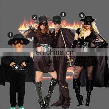 In stock Halloween adult and kids zorro costume