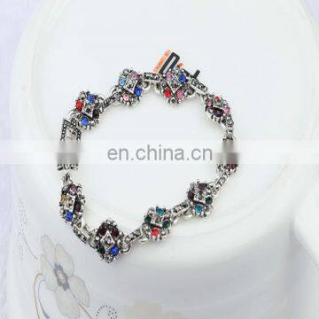 Turkish Jewelry Vintage Design Antique Multi Gemostone Sterling Silver Bracelets Bijouterie Resin Bracelets photo-4