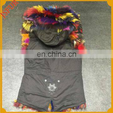 Top Quality Wholesale Colorful Raccoon Fur Waistcoat Parka photo-3