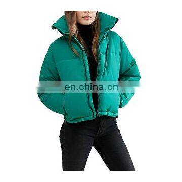 Factory Supplier Directly Women Green Padded Boxy Jacket photo-3