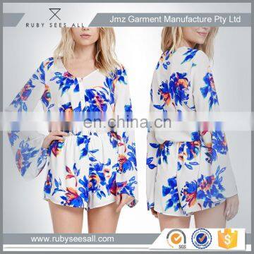 women casual one piece jumpsuit in floral print clothing for adult