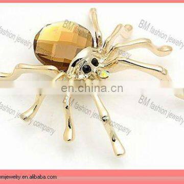 Gold Spider Crystal Jewelry Rhinestone Brooch for Men