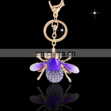 Promotional wholesale custom crystal souvenir metal rhinestone insect keychain manufacturers in yiwu China MCA-0023