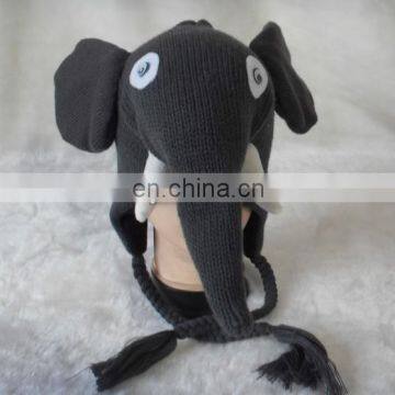 knitted winter animal hat pattern-elephant