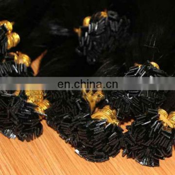 Wholesale Selling Flat Tip Hair, Peru 100% Human Hair Extension #1B Off Black