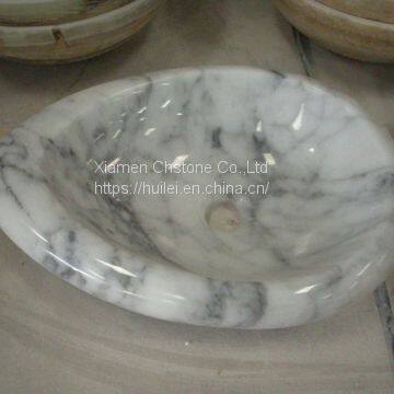 Carrara White Marble Pedestal Sinks,White Marble Wash Basins, Nature Stone Bathroom Sinks