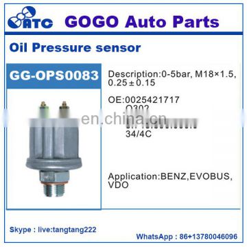 0-10Bar M10*1 Oil Pressure Sensor for Mercedes VDO EVOBUS OEM 0025421717 O302 OM355 8.743.590.000.0 34/4C