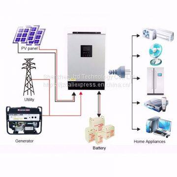 1KVA 3KVA 5KVA 10KVA 20KVA 30KVA 48V Solar Hybrid Inverter 48Vdc to 230Vac Built-in MPPT Solar Charge ontroller