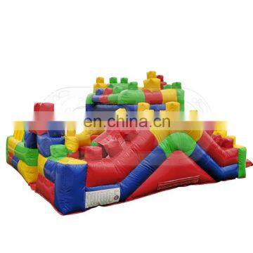 commercial inflatable kids toy 3d construction blocks combo jumper jumping air castle moon bounce sale