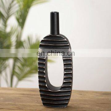 Nordic retro style interior decoration craft gifts black exquisite handmade resin vases for home decor