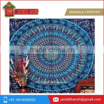 High Quality and Low Price Blue Cream Mandala Tapestry for Sale