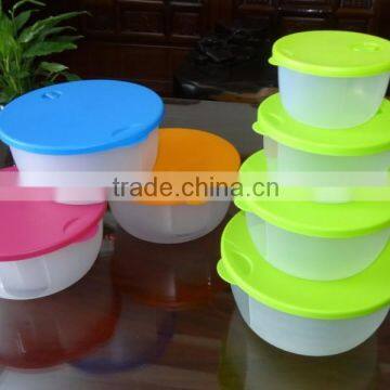 Popular 4 pcs set round microwave plastic food storage container