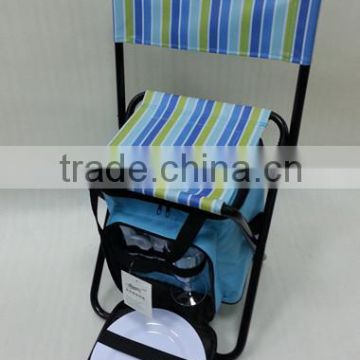 foldable insulated cooler chair with tableware for outdoor camping and picnic