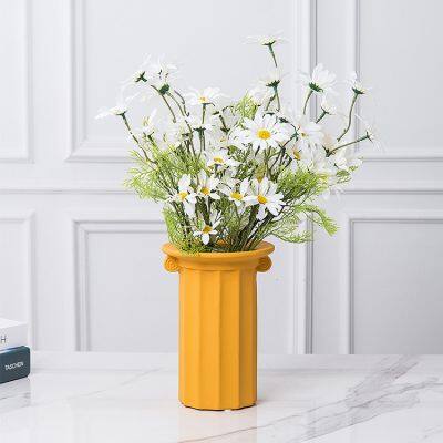 Roman Innovative Nordic Orange Red Ceramic Vase Floral Organ Style Design , Art Decoration Wholesale photo-2