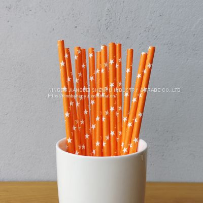 Custom Orange Paper Straws