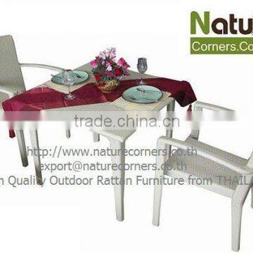 Outdoor Rattan Dining Table and Stacking Chair