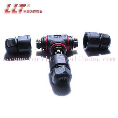 Power Cable T Connector 2 3 4 Pin Waterproof Ip68 Plastic Waterproof Electrical Wire 2pin 3way Connector photo-4