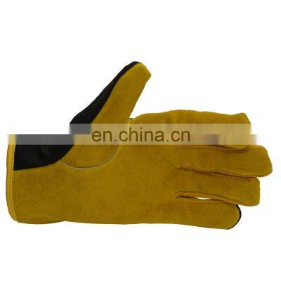 HANDLANDY Dexterity Breathable Cowhide Leather Palm Gardening Truck Driving Safety Hand Working Leather Gloves