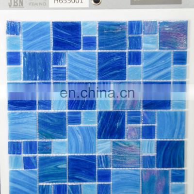 swimming pool mosaic marble vein blue color hot melting splash back glass mosaics tiles bathroom mosaic tiles