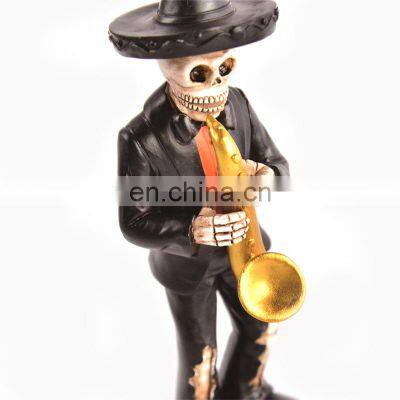 Resin Crafts Creative Skull Skeleton Halloween Horror Music Bar Decorations