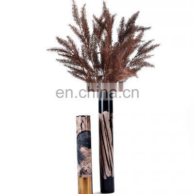 China Factory Hot Sale Decal Black Golden Brown Color Cylindrical Ceramic Porcelain Vase for Home Decor photo-2