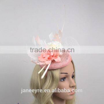Wholesale Wedding Headpiece Sinamay Hat Fascinator Base Hat With Feather and Veil photo-4