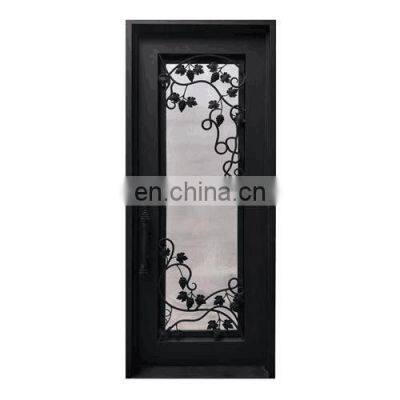 Decorative Luxury Wine Cellar Latest Design Metal Gate Tempered Glass Two Way Double Swing Wrought Iron Door With Grape