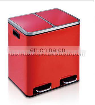 Colorful 2 or 3 Compartments Powder Coating PP Inner Metal Kitchen Compost Bin photo-3