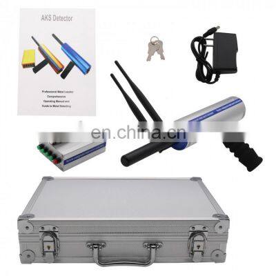 Silver Long Range AKS Gold Metal Detector Underground Metal Locator w/ 2 Antennas Aluminum Carry Case