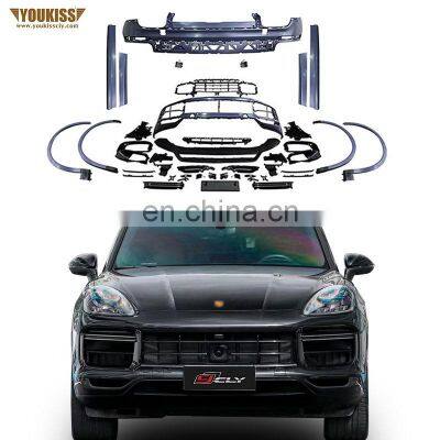 CLY Body kits For Por sche Cayenne 9Y0 9YA Modified Turbo Front car bumper Grille Door Panel Wheel Arches Diffuser Tips