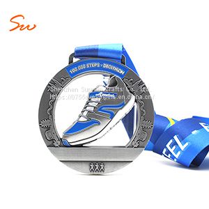 China manufacturer custom shoe design medal marathon medal with lanyard