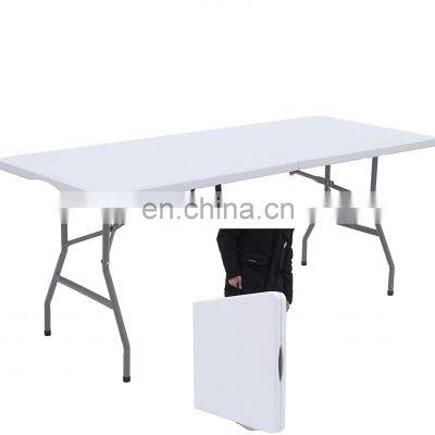 New Arrival HDPE top outdoor Folding Fast Shipping Easy Fold 6ft Plastic Folding bbq camping Dining Table