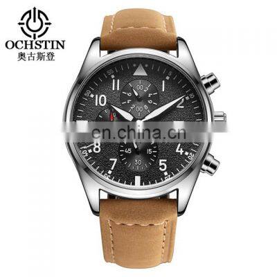 Ochstin GQ043B Sports Mens Quartz Watch Chrono Waterproof Luxury Leather Wrist Watches for Men photo-3