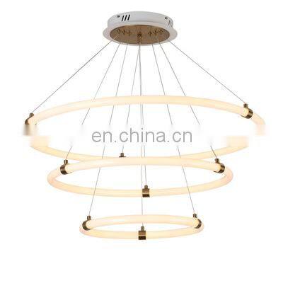 Modern Industrial Living Room 3/1 Circle Rings Acrylic Shining Pendant Lamp Chrome Hanging LED Lamp