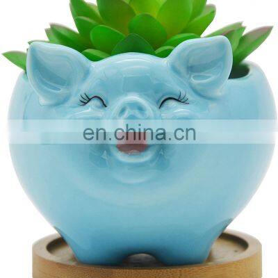 Cheap Silicone Biodegradable Railing Head Pots Animal Artificial Flowers Decoration Ceramic Flower Pot