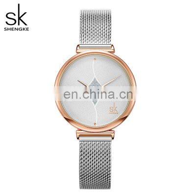 SHENGKEG Glitter Shining Lady Watch K0143L Women Stainless Steel Mesh Wristwatch montre femme Blind Shipping Ladies Watch Saat