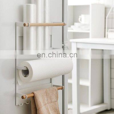 Hot Sale Simple Wrought Iron Roll Paper Towel Storage Bag Storage Magnetic Kitchen Storage Rack Refrigerator Organizer Wall Hold photo-2