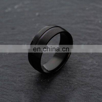 8mm Men's Black Simple Ring Fashion Stainless Steel Ring Birthday Gift Party Men's Jewelry Joyas de Hombre photo-3