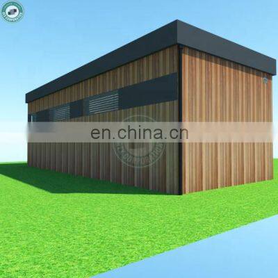 Treated Wood Plank Cladded Compact Container House Tiny Flatpack Container Motels Single Room House