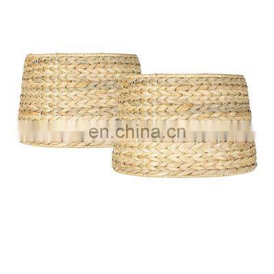 Set of 2 Water Hyacinth Drum Lamp Shades Woven Pendant lights Lampshade Vietnam Manufacturer Cheap WHolesale