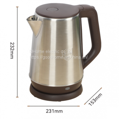 Double layer anti scald 2.0L large capacity electric kettle for household use 304 stainless steel automatic power off kettle