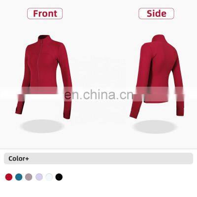 Christmas Custom Logo Sport Wear Thumb Holes Women Long Sleeve Gym Jacket photo-3