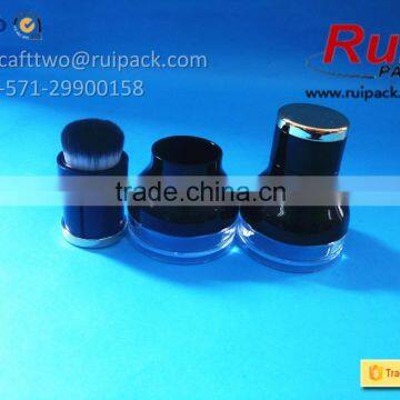 Plastic Clear Loose Powder Case With Lockable Sifter, Black Loose Powder Jar/container With Brush Cap photo-3