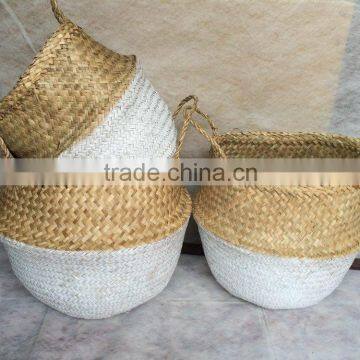 High quality best selling eco-friendly Natural & White seagrass baskets from Vietnam