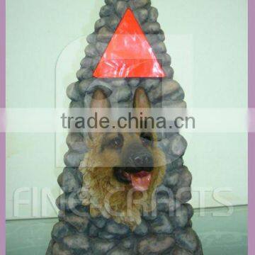 Resin dog statue garden dircation LED light